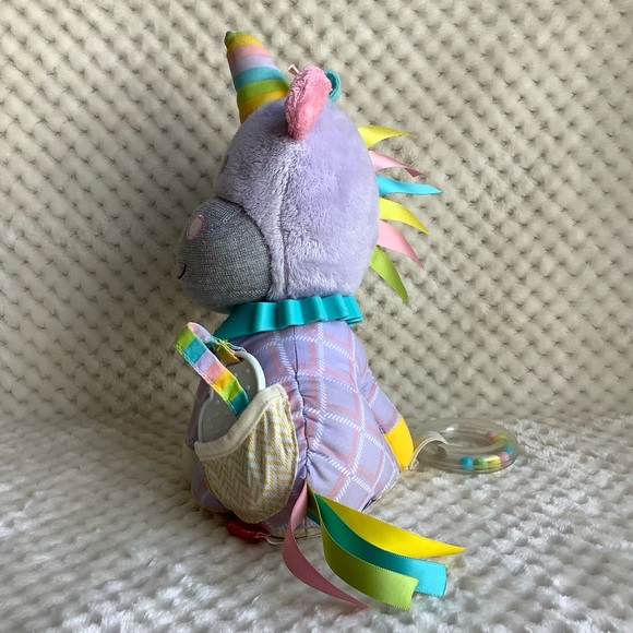 SKIP HOP Plush Unicorn Rattle Teething Crinkle Pastel Colour Stuffed Animal Toy - Picture 3 of 8